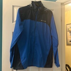 Columbia Men's Jacket S Blue Long Sleeve Full Zip Hooded Windbreaker Jacket